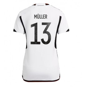 Damen Fußballbekleidung Deutschland Thomas Muller #13 Heimtrikot WM 2022 Kurzarm